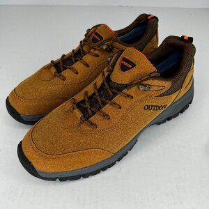 Outdoor Brand Mens Brown Faux Suede LaceUp LowTop Sneakers Size 45 Hiking Shoes
